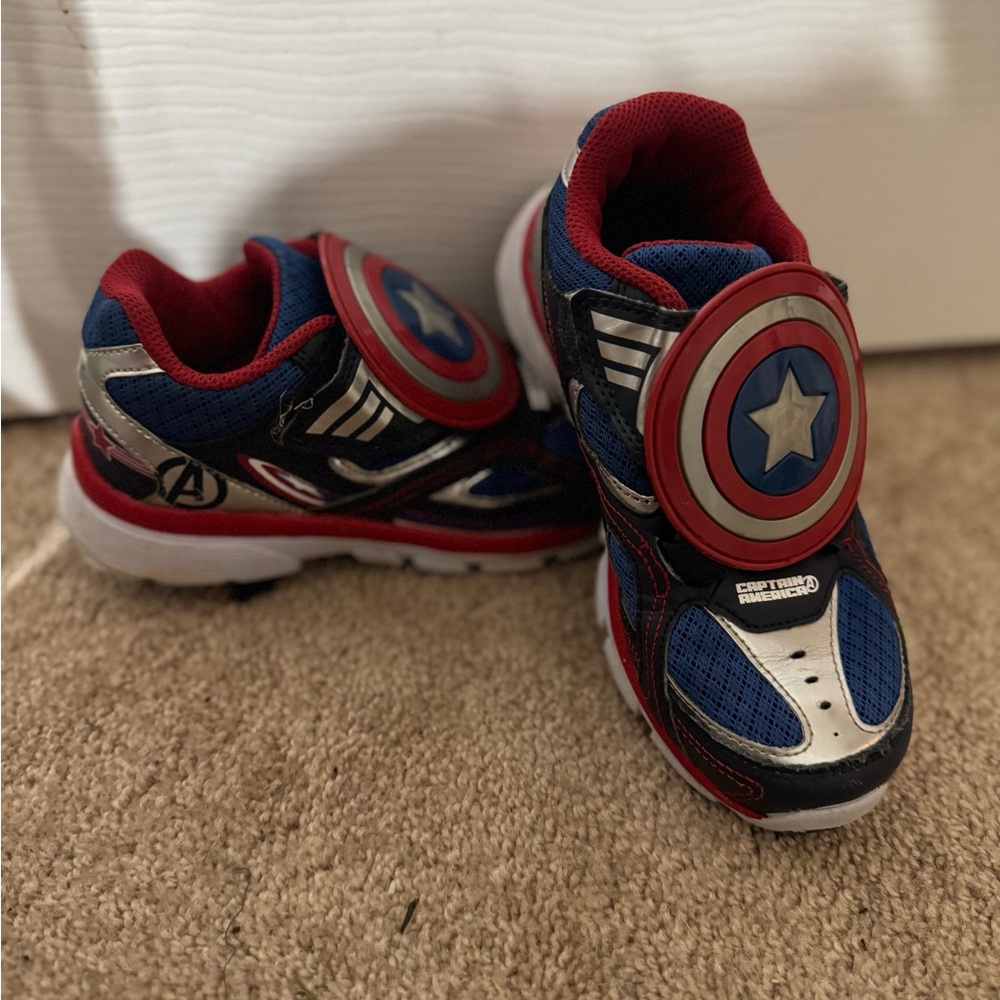 Marvel Kids Captain America Blue, Red, Silver Sneakers